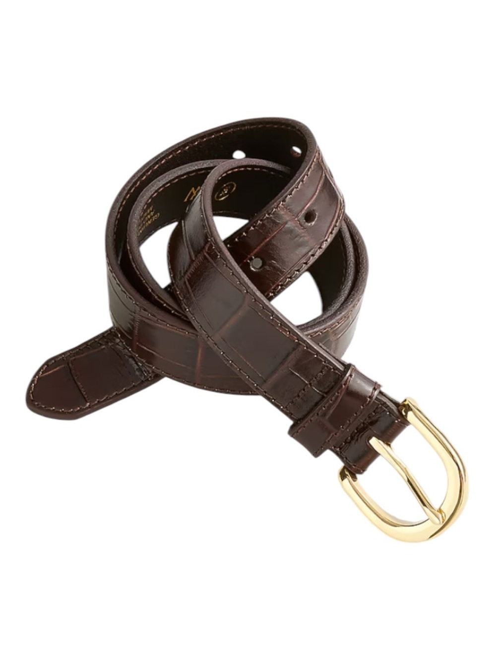 J. Crew Classic Espresso Italian leather women’s croc-embossed belt NWT | Large